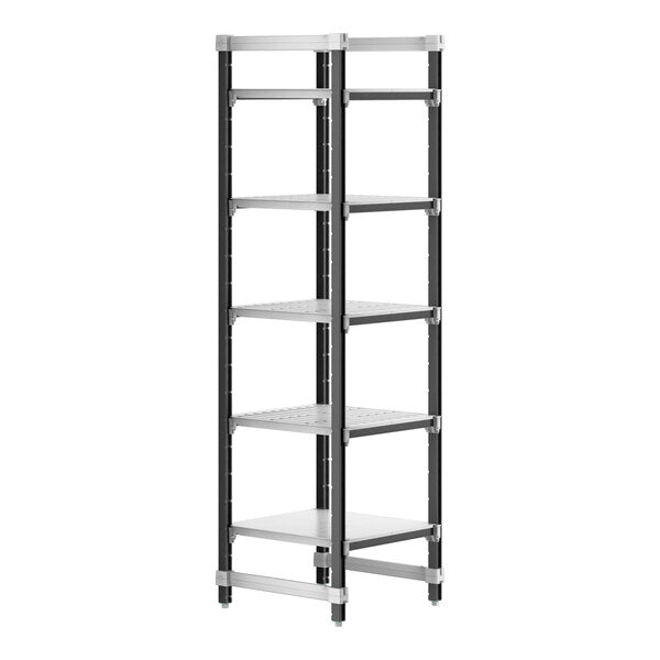 Cambro Camshelving Elements 5-Shelf Vented/Solid Starter Shelving Unit – Speckled Gray