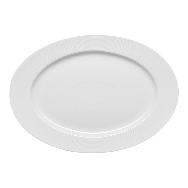 Ariane Orba 15" x 10 3/7" Oval Embossed Wide Rim Porcelain Platter ( Case Of 6 )