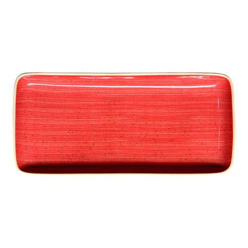 Ariane Twister Red Rectangular Coupe Porcelain Plate ( Case Of 6 )
