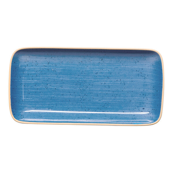 Ariane Twister Blue Rectangular Coupe Porcelain Plate ( Case Of 6 )