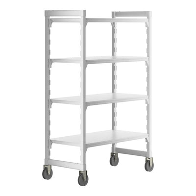 Cambro Camshelving Premium Heavy Duty 4-Shelf Solid Mobile Shelving Unit – Speckled Gray