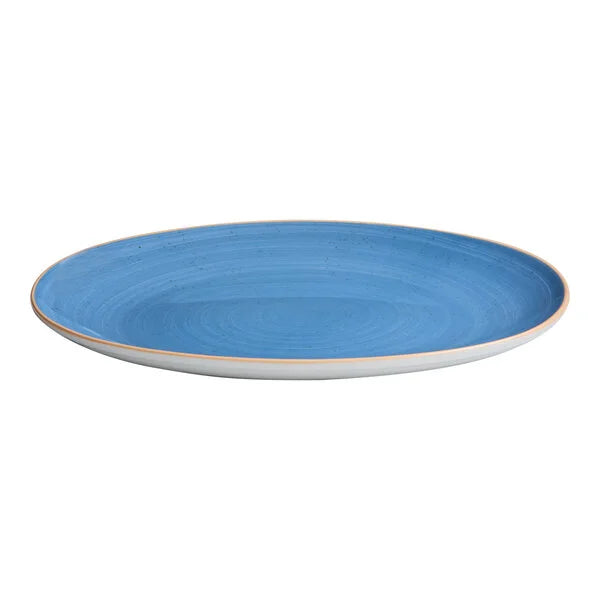 Ariane Twister Blue 11 3/7" Oval Wide Rim Porcelain Bowl ( Case Of 6 )