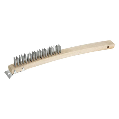 Winco Heavy-Duty Wire Scratch Brushes with Wooden Handles and Metal Scrapers
