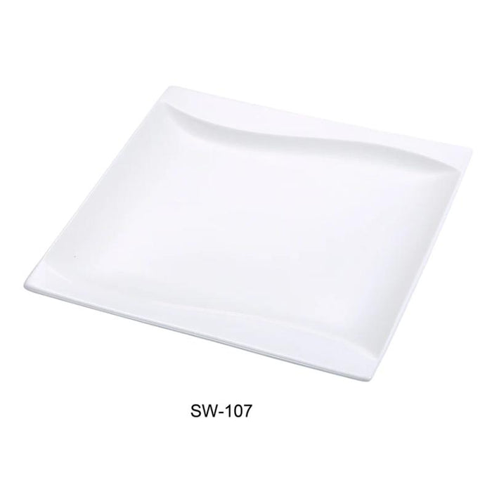 Yanco SW-107 Sea Wave 7″ Square Plate, China, Bone White (3Dz)
