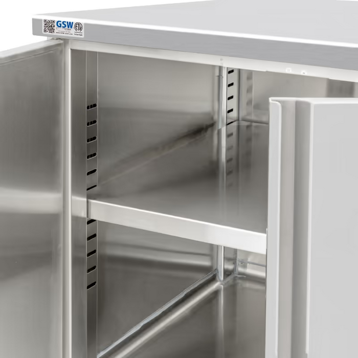 GSW Cabinets 4" Rear Upturn Enclosed Work Table - Hinged Doors