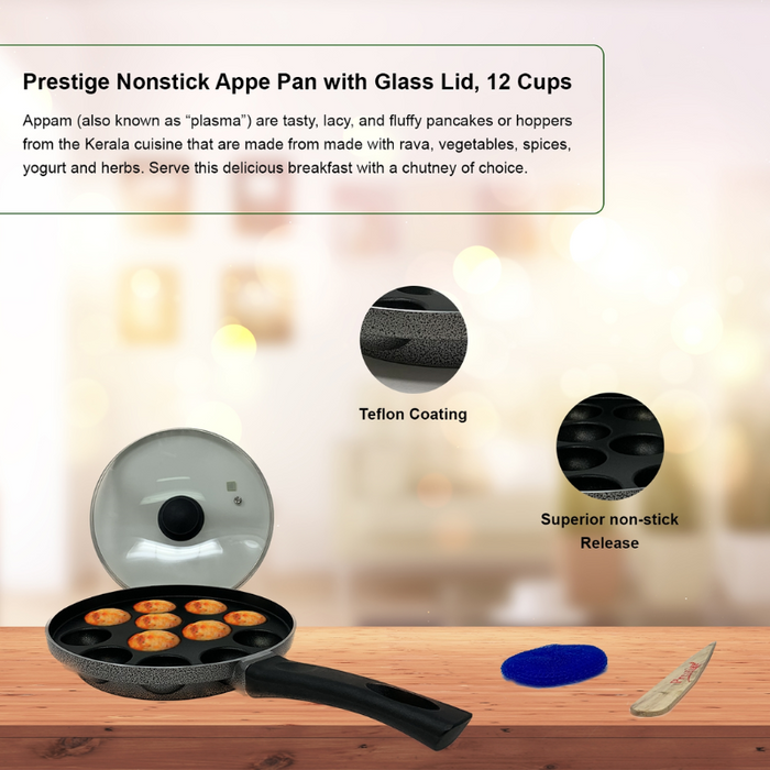 Prestige Nonstick Appe Pan with Glass Lid, 12 Cups
