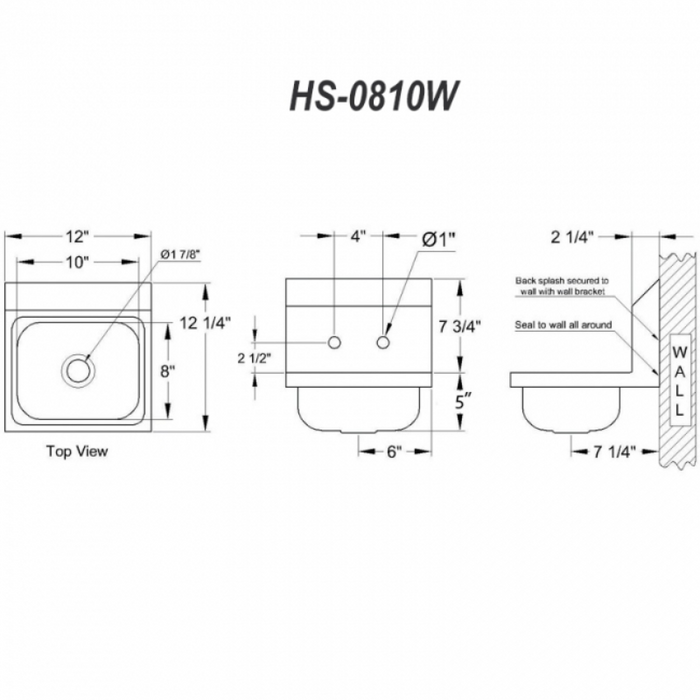 GSW Stainless Steel Wall Mount Hand Sink w/ Lead-free Faucet and Strainer