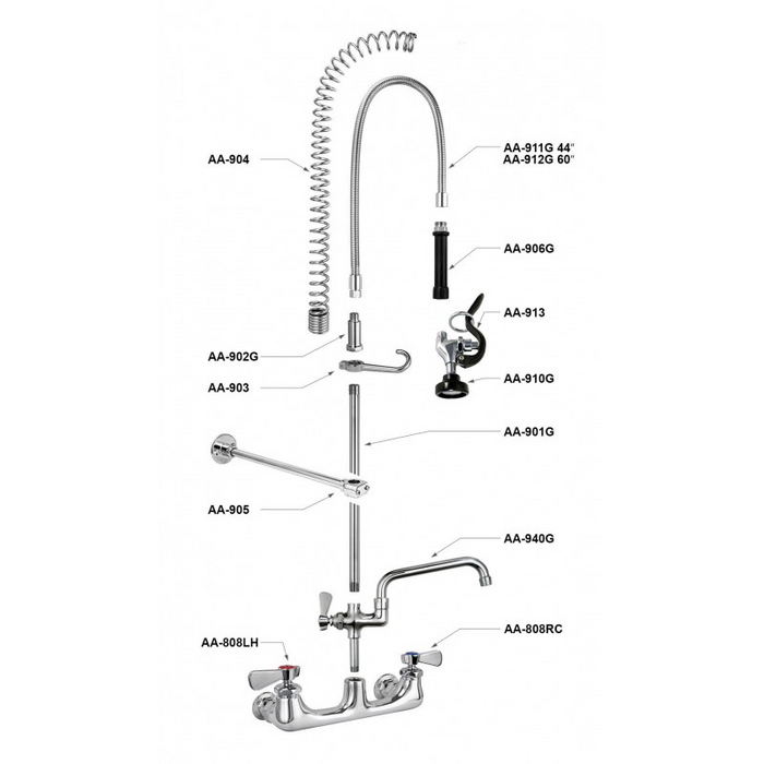 GSW AA Faucet Pre-Rinse Unit Parts and Spouts