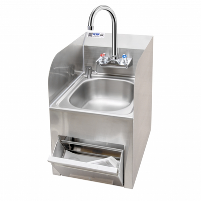 GSW Splash Guard Hand Sink with No Lead Faucet, Towel and Soap Dispenser