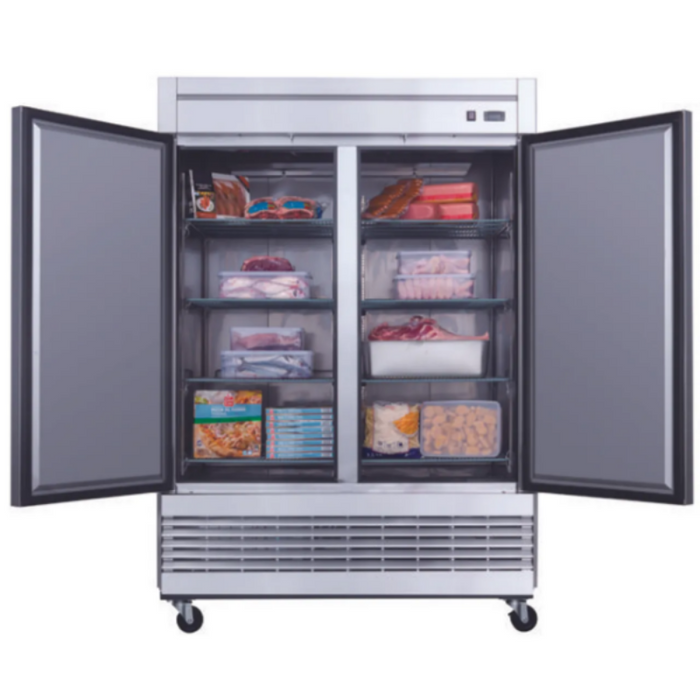 Dukers Reach-Ins Refrigerator D55F 2-Door Commercial Freezer in Stainless Steel