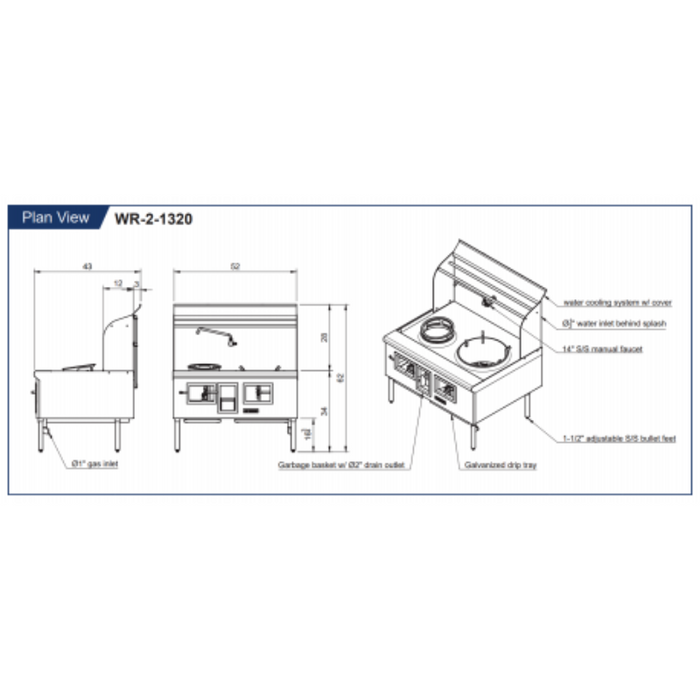 GSW Chinese Wok Ranges Double Chamber Chinese Wok Range