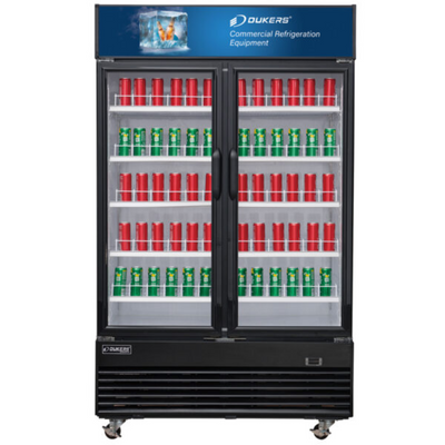 Dukers Glass Door Merchandiser Refrigerator DSM-33R Commercial Glass Swing 2-Door Merchandiser Refrigerator