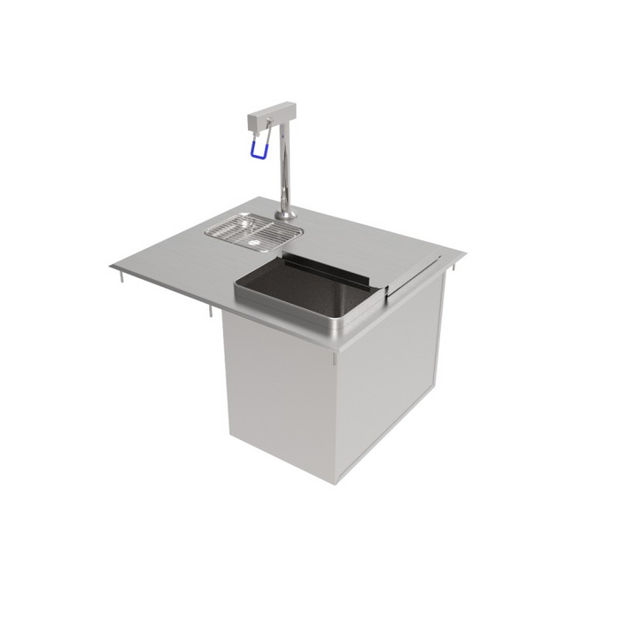 Stainless Steel Drop-in Ice Bin w/ Water Station