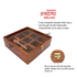 Square Wooden Spice Box/ Masala Dabba / Organizer- see Thru Lid