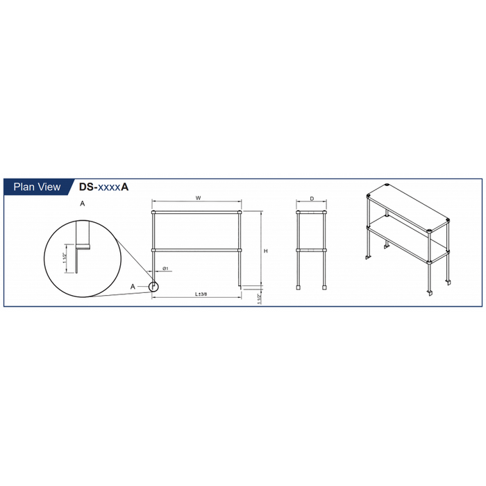 GSW Stainless Steel Adjustable Double Over Shelf