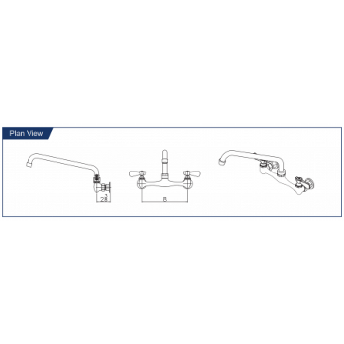 GSW 8" Wall Mount Commercial Duty Faucet(In Different Sizes)