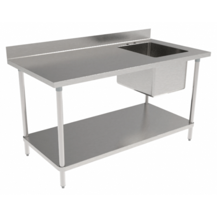 GSW Stainless Steel Prep Tables with Right Sink Bowl