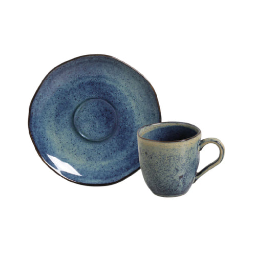 Porto Brasil Coffee Cup With Saucer Stoneware Denim( Case of 12)