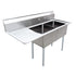 OMCAN Two Tub Sink with 3.5″ Center Drain, Optional Drain Boards, Stainless Steel, NSF