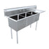 Omcan 3 Tub Sink with 3.5″ Center Drain, Drainboard Optional, 18-gauge Stainless Steel, NSF