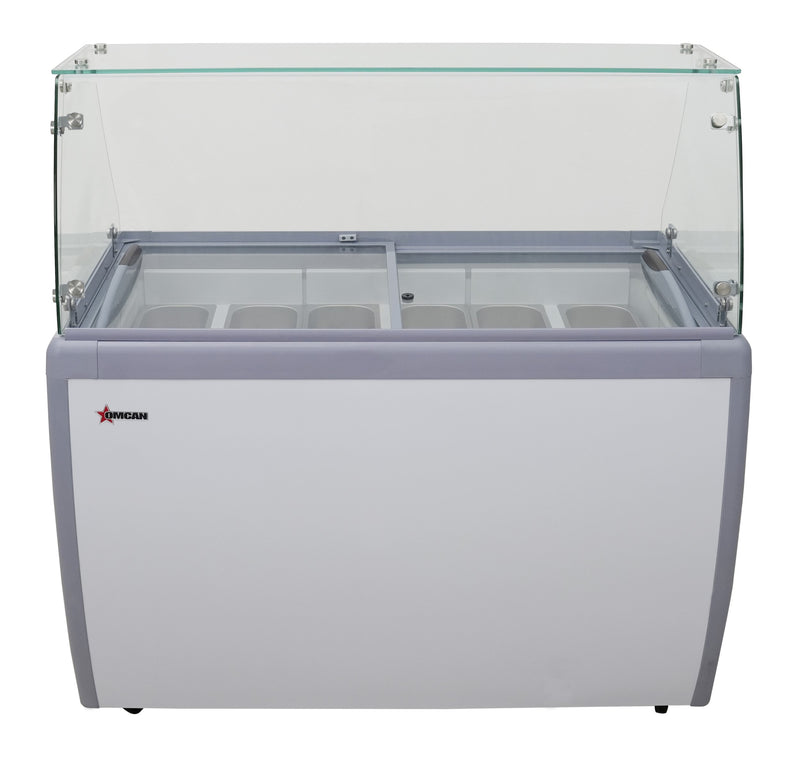 Omcan FR-CN-0009 50″ Nine Pan Gelato Dipping Cabinet with Flat Sneeze Guard and Pans
