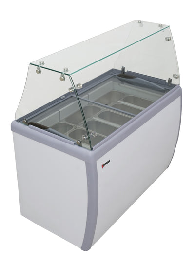 Omcan FR-CN-0009 50″ Nine Pan Gelato Dipping Cabinet with Flat Sneeze Guard and Pans