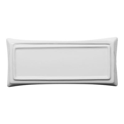 Ariane Slow Fast Ivory 9 5/16" x 4 3/16" Rectangular Raised Rim Porcelain Hot Dog Tray ( Case Of 6 )