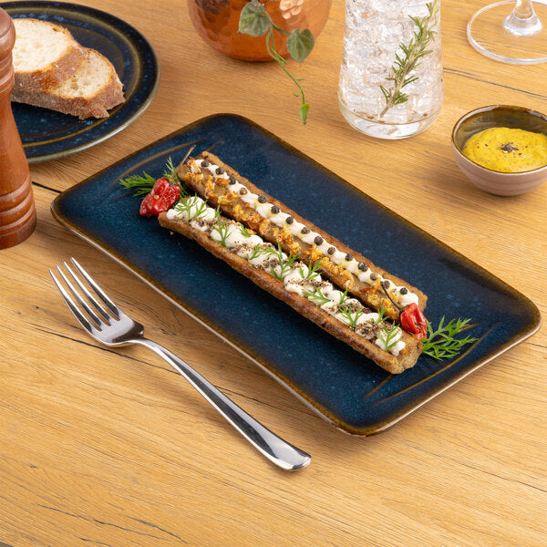 Ariane Splash Denim Rectangular Embossed Porcelain Platter ( Case Of 6 )