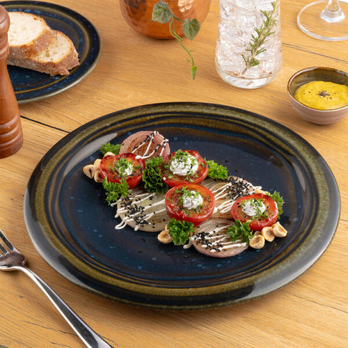 Ariane Splash Denim Round Embossed Porcelain Coupe Flat Plate ( Case Of 6 )