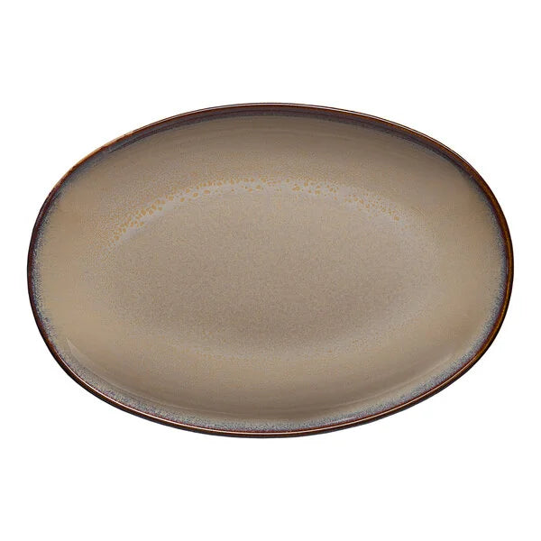 Ariane Splash Beige 10 1/4" Oval Porcelain Coupe Platter ( Case Of 12 )