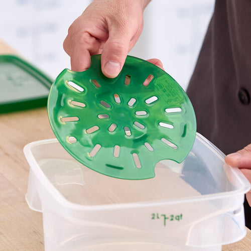 Cambro FreshPro 2 and 4 Quart Round Drain Shelf Translucent Green ( Case of 6 )