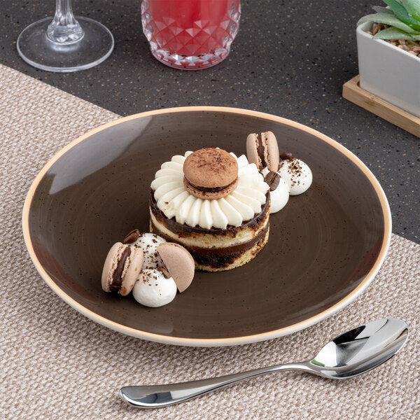 Ariane Twister Mokka 8 1/4" Round Rimless Coupe Porcelain Plate ( Case Of 12 )