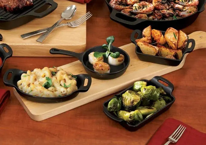 CAST-SERIES FireIron™ Mini Induction Cast Iron Cookware with Ergonomic Thumb-rest by Winco - Available in Different Sizes