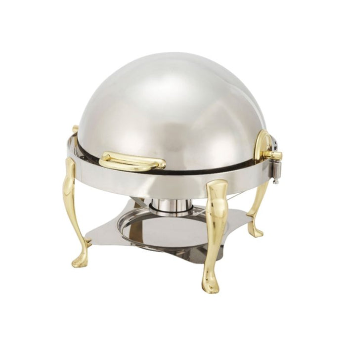 308A, Vintage 6 Qt. Round Chafer, Stainless Steel, Gold Accent, Extra Heavyweight by Winco