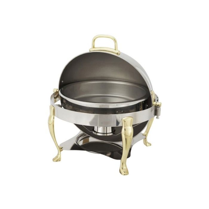 308A, Vintage 6 Qt. Round Chafer, Stainless Steel, Gold Accent, Extra Heavyweight by Winco