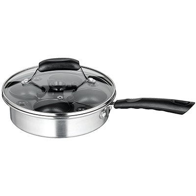 CEP-4, 4-Cup Stainless Steel Nonstick Egg Poacher with Glass Lid by Winco