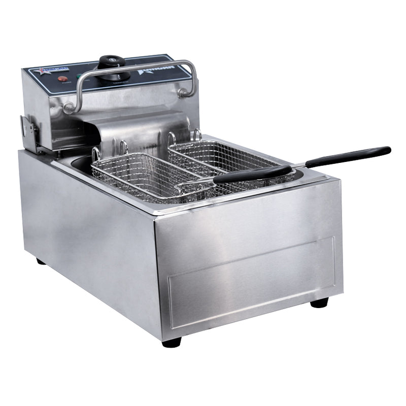 Omcan CE-CN-0006 6 Qt (7 Liters) Single Countertop Electric Fryer – 110V, 1Ph, 1350W