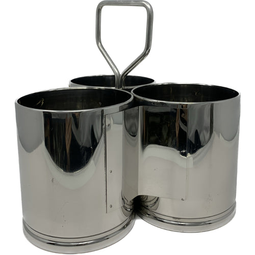 Stainless Steel Food Serving Bucket (Deep Chomukha) New Design - 3 Connected Container