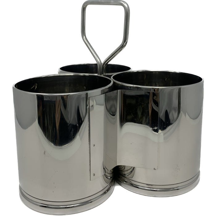 Stainless Steel Food Serving Bucket (Deep Chomukha) New Design - 3 Connected Container