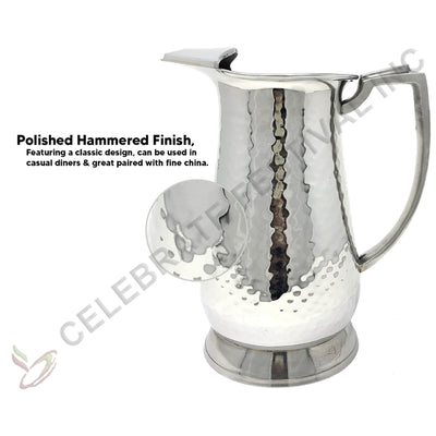 Elegant hammered stainless steel water jug with ergonomic handle