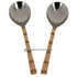 Set of 12 handcrafted copper and stainless steel serving spoons with bamboo shoot handle
