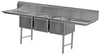 Serve-Ware124" 3 Compartment Sink with Dual 30" Drainboards & Backsplash – 16 Gauge 304 Stainless Steel Heavy Duty Sink (3CWPH20282-30-V)