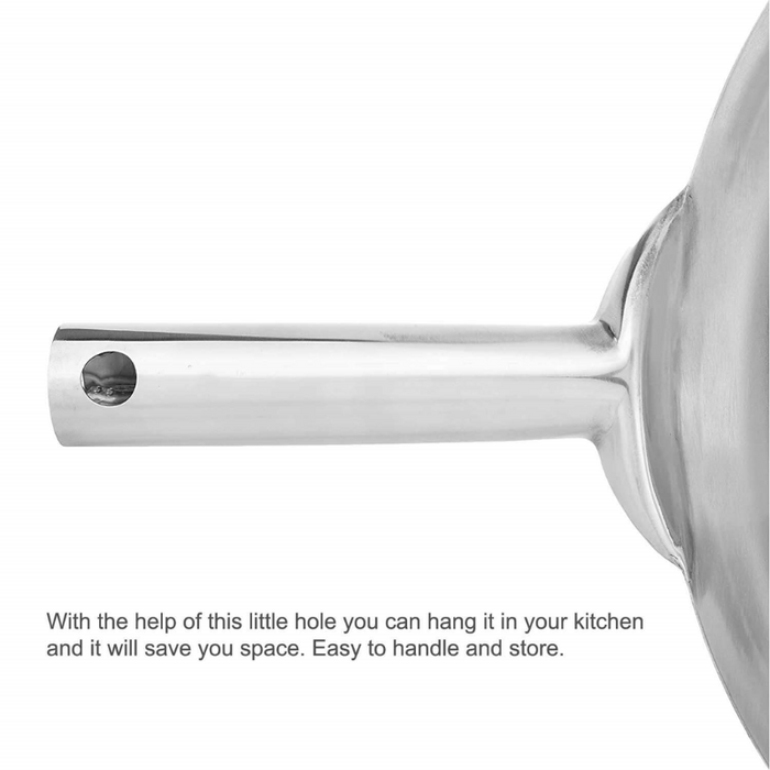 Stainless Steel Chinese Wok With Welded Handles - by Winco,  Available in Different Sizes