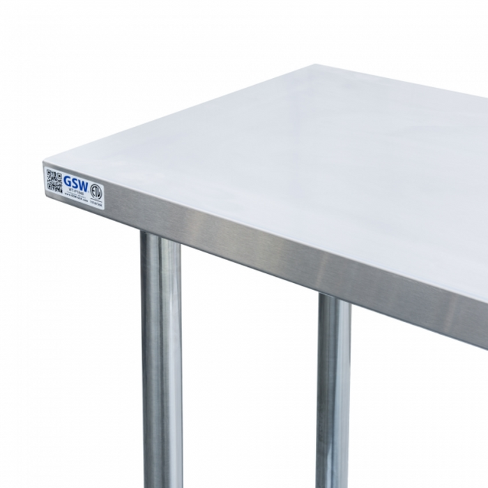GSW Premium Work Table - All Stainless Steel Flat Top