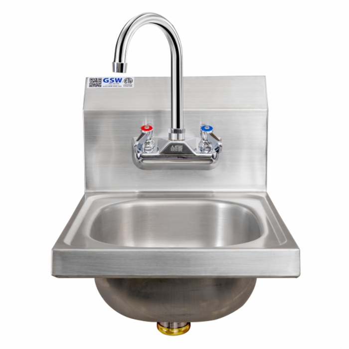 GSW Stainless Steel Wall Mount Hand Sink w/ Lead-free Faucet and Strainer