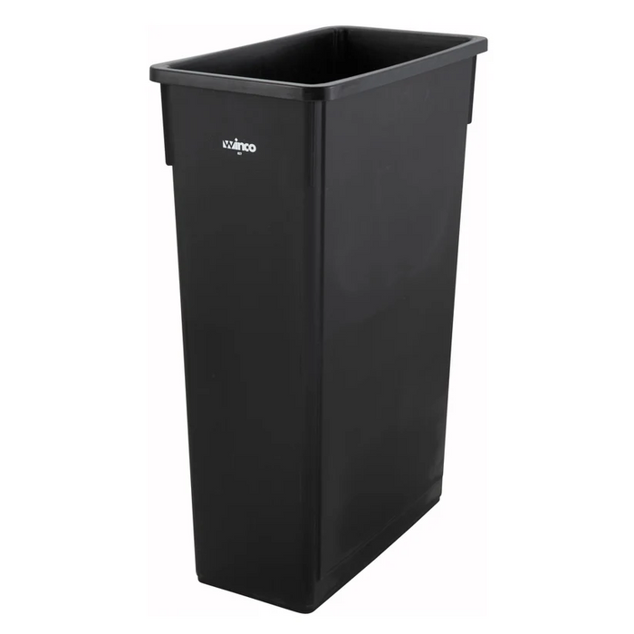 Winco PTC-23K 23-gallon slim black trash can