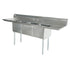Omcan 3 Tub Sink with 3.5″ Center Drain, Drainboard Optional, 18-gauge Stainless Steel, NSF