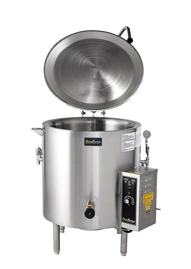 AccuTemp ALLGB-40-QS Insulated self-Contained Kettle, 40 Gallon Capacity, Gas, 2/3 Jacketed Low Rim Insulated, Non-Tilting, Floor Mount (QUICK SHIP)