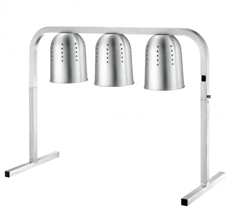 Omcan FW-CN-0825 Commercial Food Heat Lamp Portable Electric Food Warmer 3-Bulb Freestanding, Silver- 750W, 110V