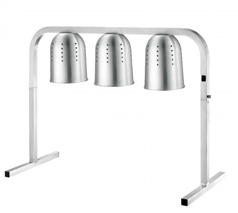 Omcan FW-CN-0825 Commercial Food Heat Lamp Portable Electric Food Warmer 3-Bulb Freestanding, Silver- 750W, 110V